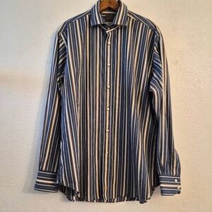 NWOT Thomas Dean Striped Long-sleeve Button-down Collared Shirt: Sexy Weekend